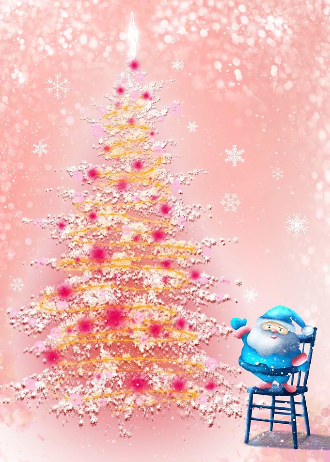 santa blue and pink pine