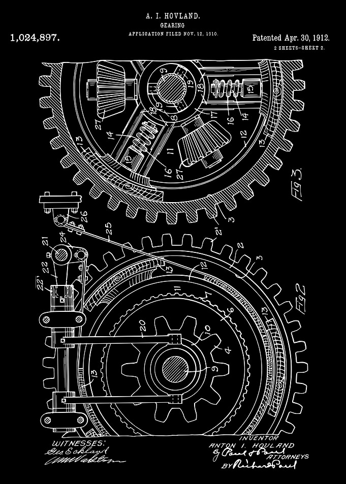 Gearing patent 1912