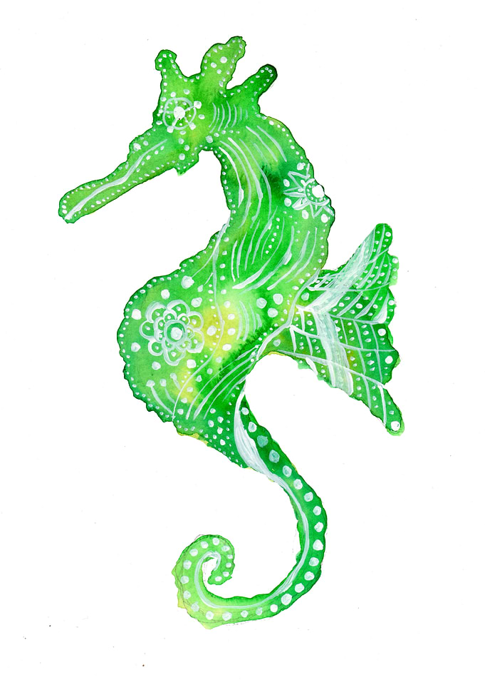 Green Tribal Seahorse