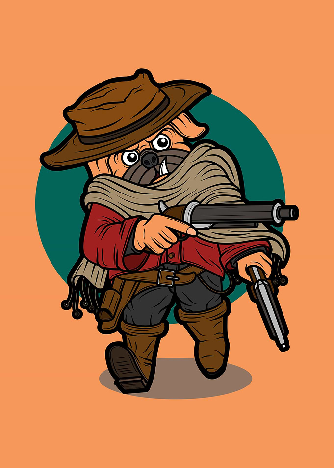 Cute cowboy pug dog