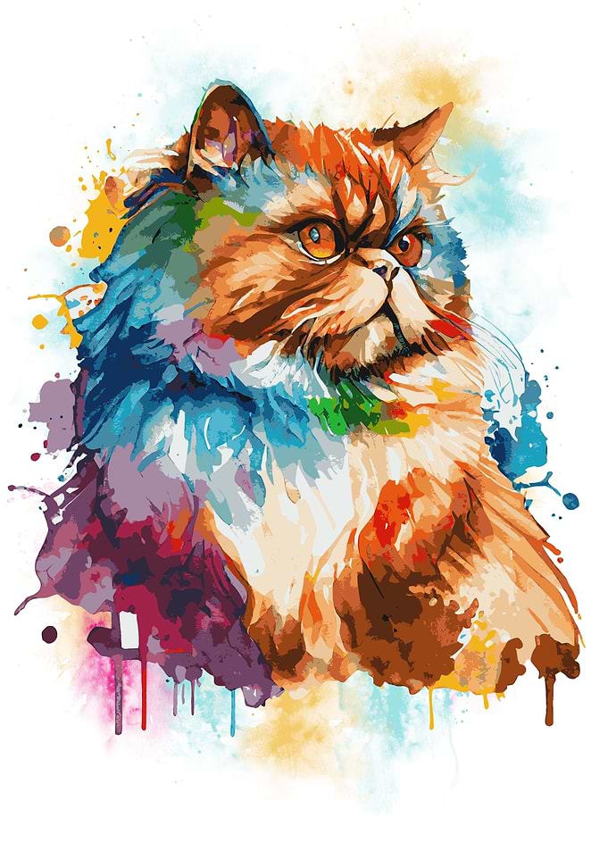 Colorful Persian Cat Art