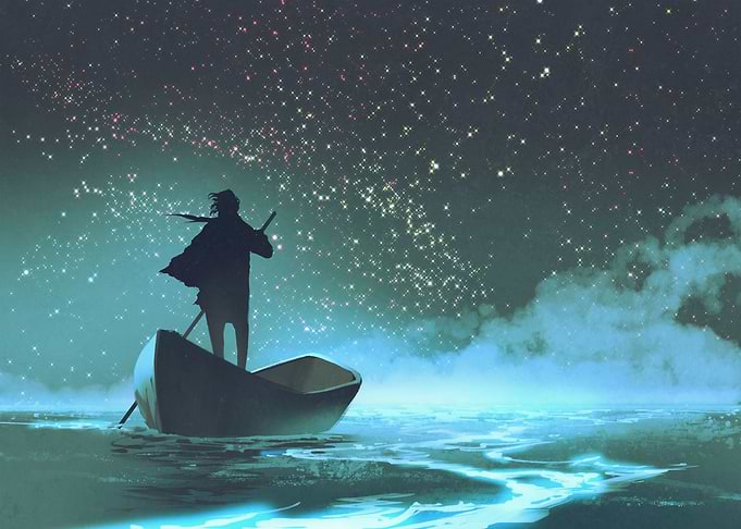 Man rowing a boat