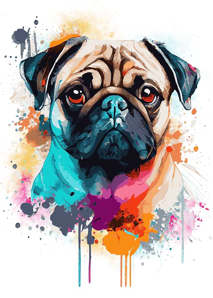 Cute Watercolor Pug Art