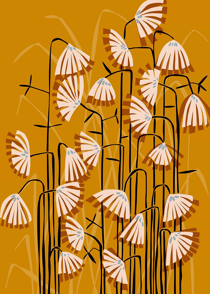 Linocut flower meadow