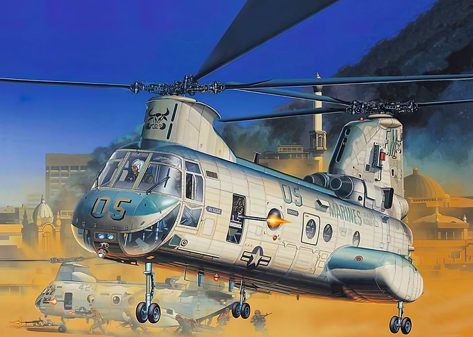 Helicopter CH46E Bullfrog