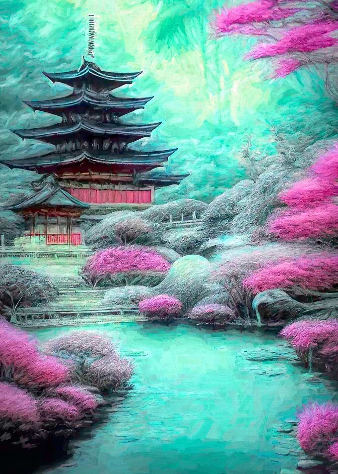 Japanese pink garden