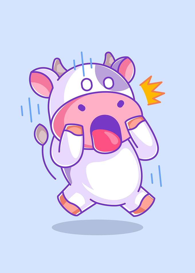 A cute cow jumps