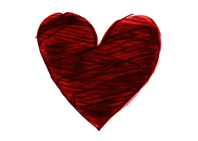 Heart drawn crayon pencil