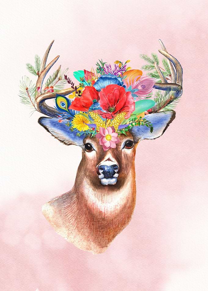 Beautiful Floral Deer Horn