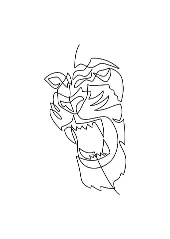 Lion Face One Line Art