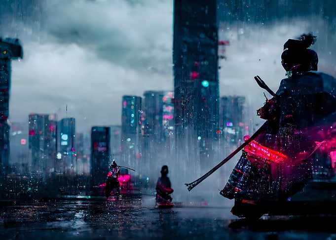 Ninja samurai staredown