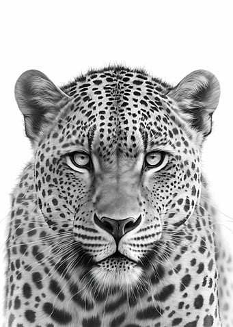 Leopard Back White Portr