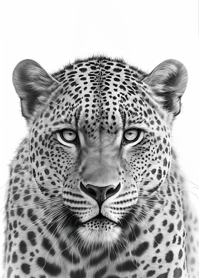 Leopard Back White Portr