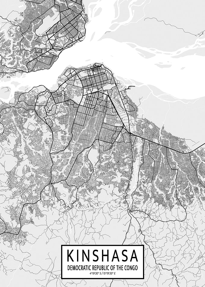 Kinshasa City Map Light