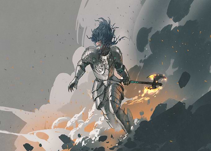 Knight in iron armor