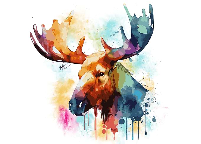 Watercolor Moose Painting