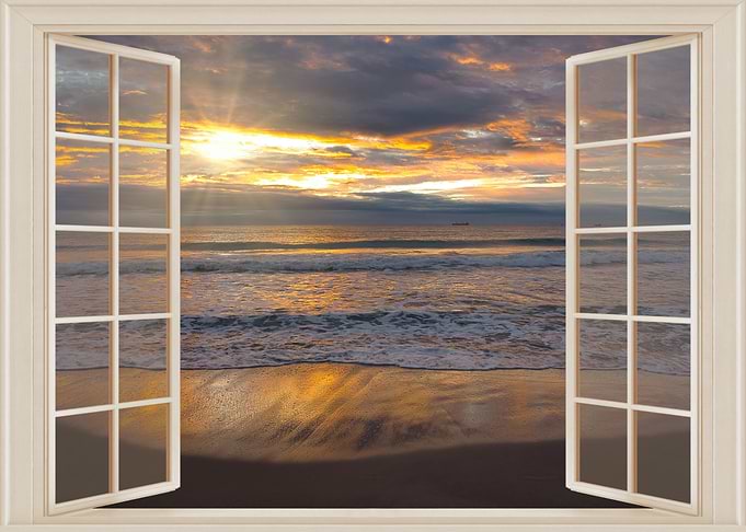 Open window beach view