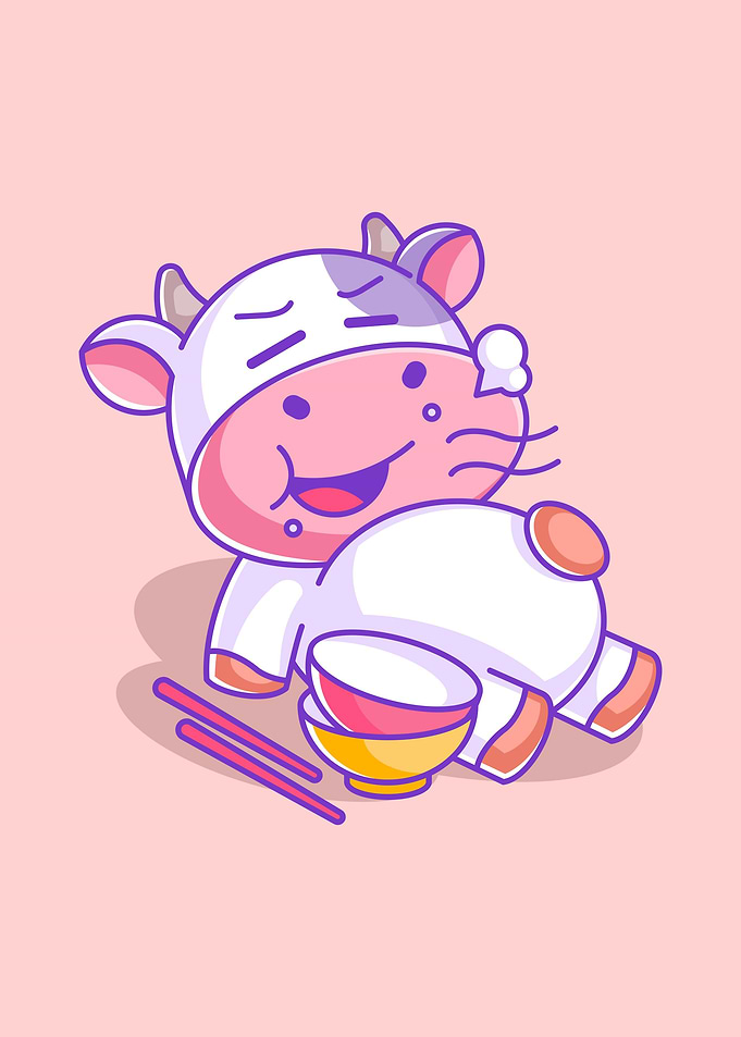 cow full stomach after eat