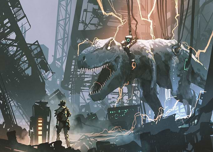 trex in abandoned lab