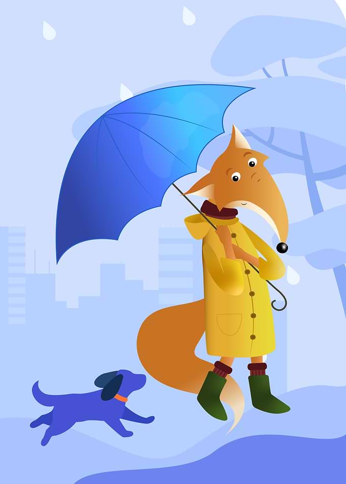 Cute fox with dog