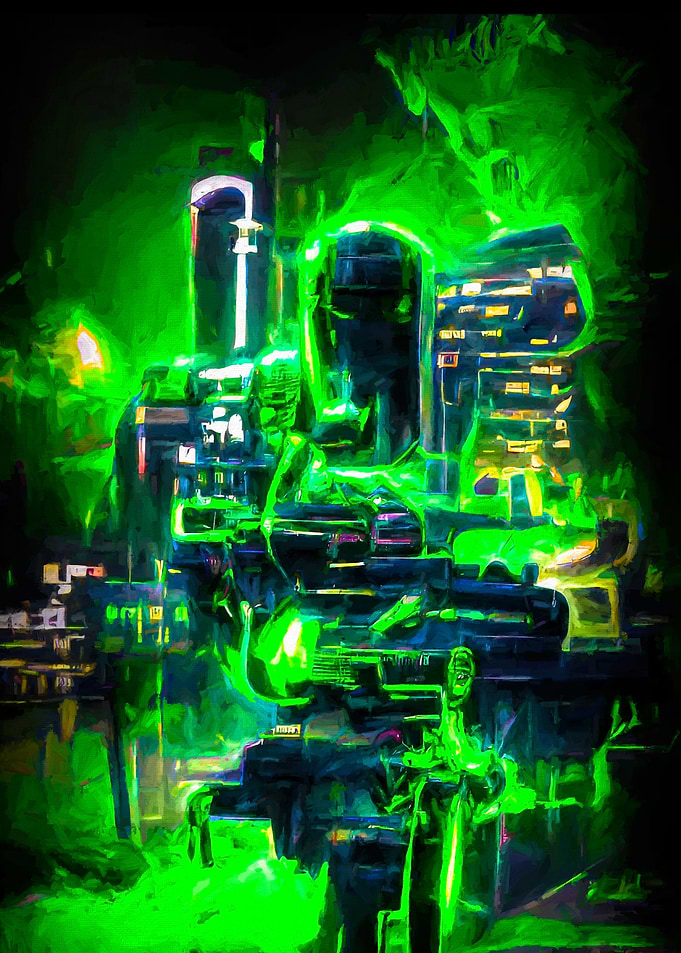 Abstract Green Neon Future