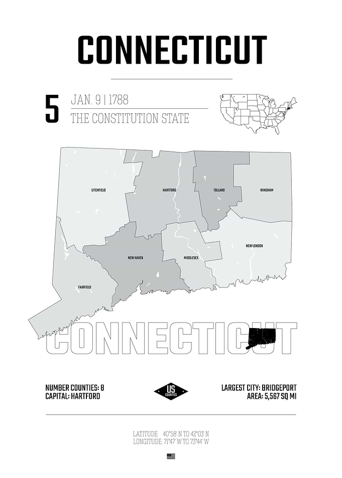 Connecticut state map