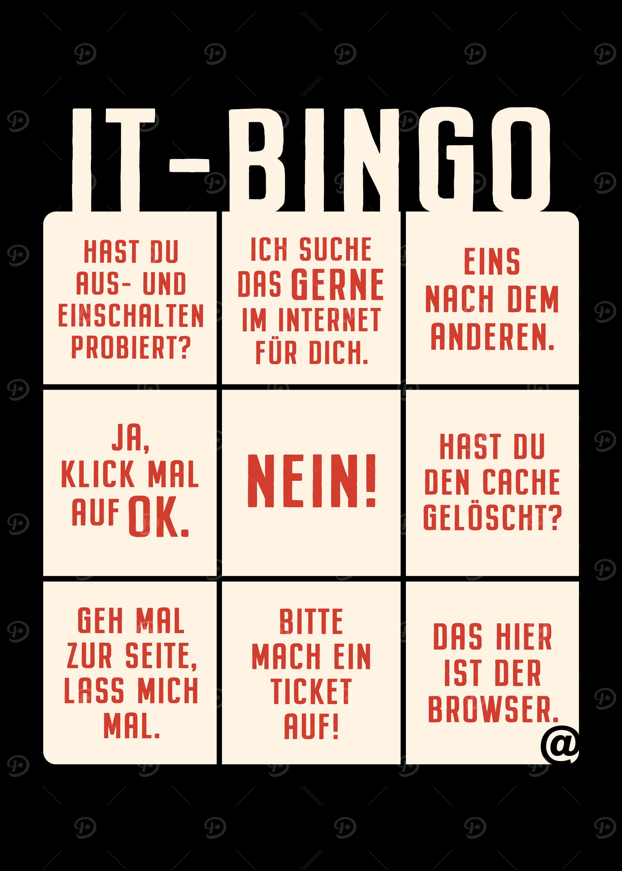 IT Support Bingo Helpdesk