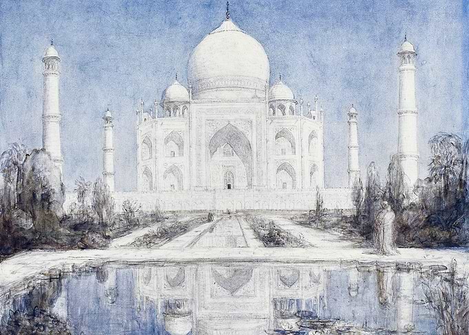 Taj Mahal bij maanlicht