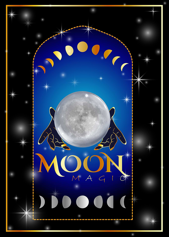 Witch Hands holding moon