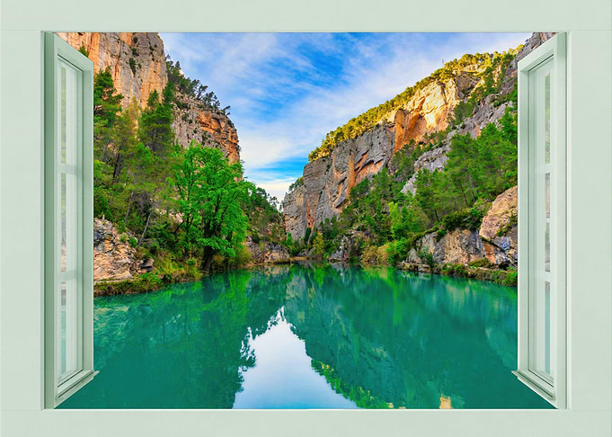Open window lake landscape