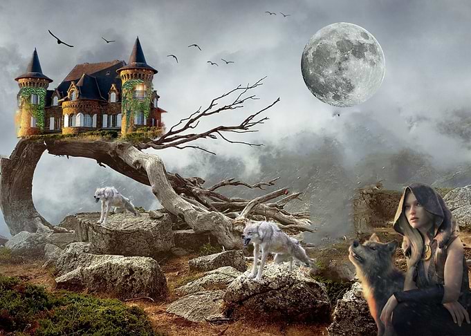 Castle by the Moon Fantasy