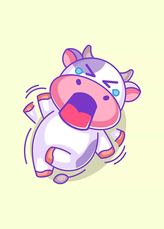 Cute cow feeling irritated