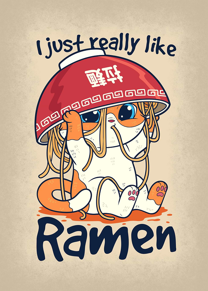 Cat Really Likes Ramen
