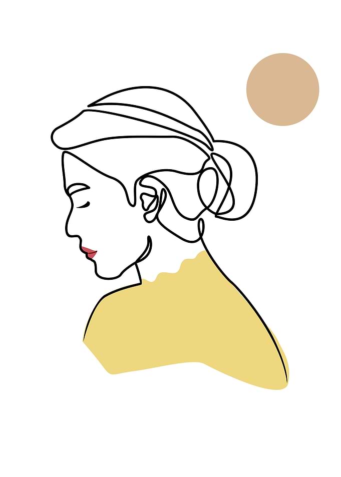 one line art beauty girl