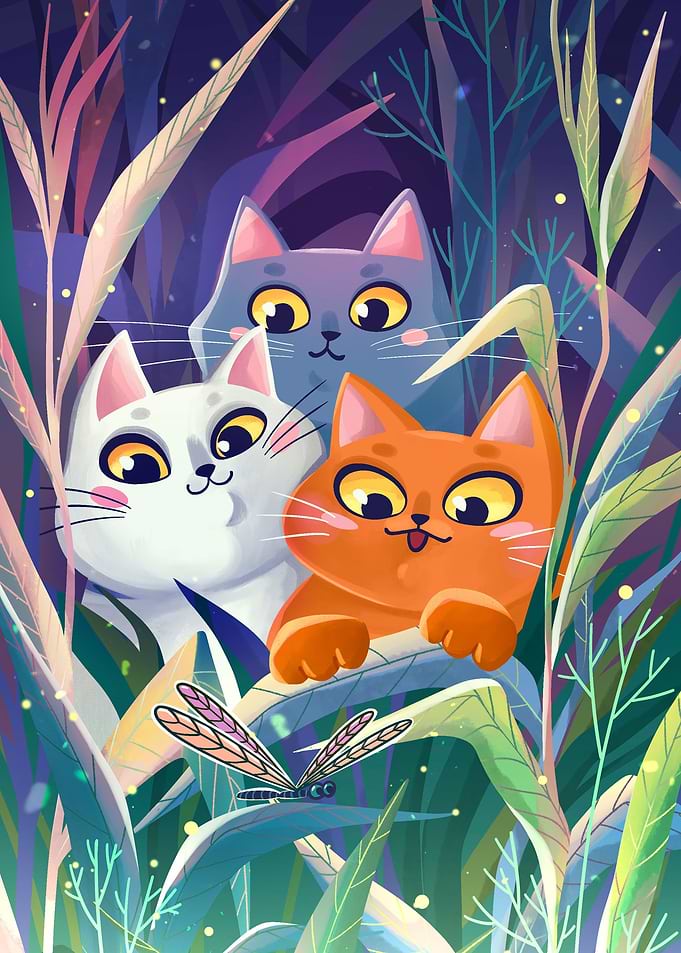 Dragonfly and cats