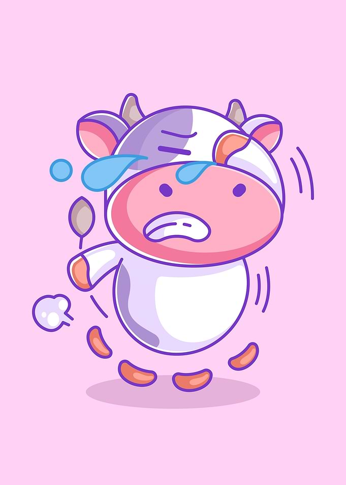 cow running and crying