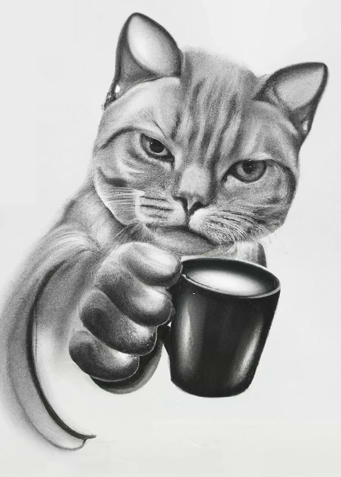 drink coffee and cat