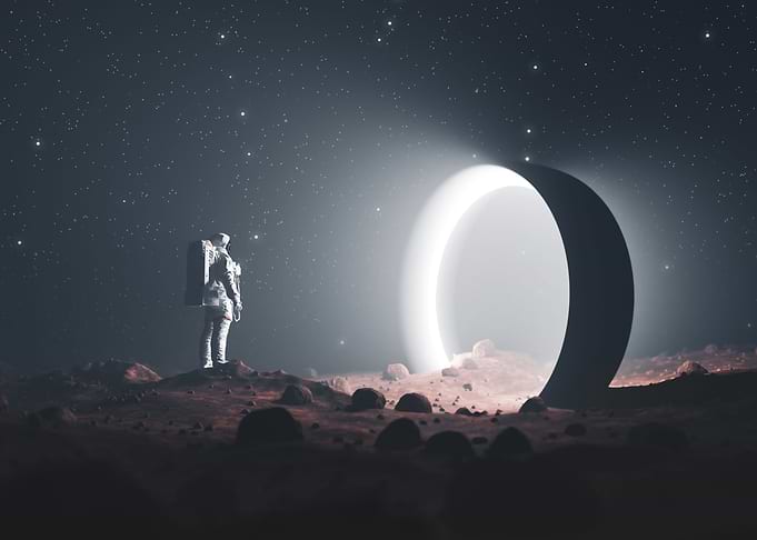 Space man on the moon