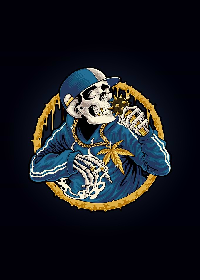 rap skull mascot