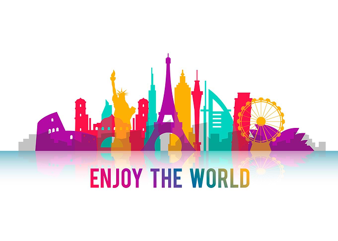 Colorful Landmarks Skyline