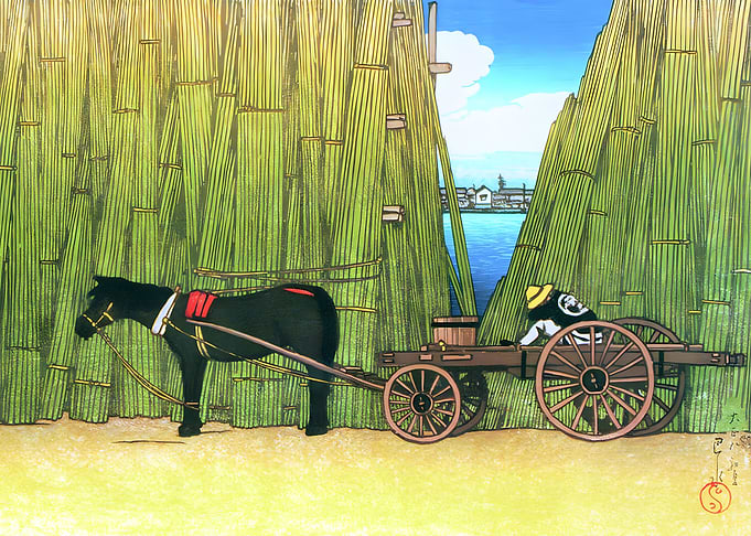 Ukiyo e Komagata Riverbank
