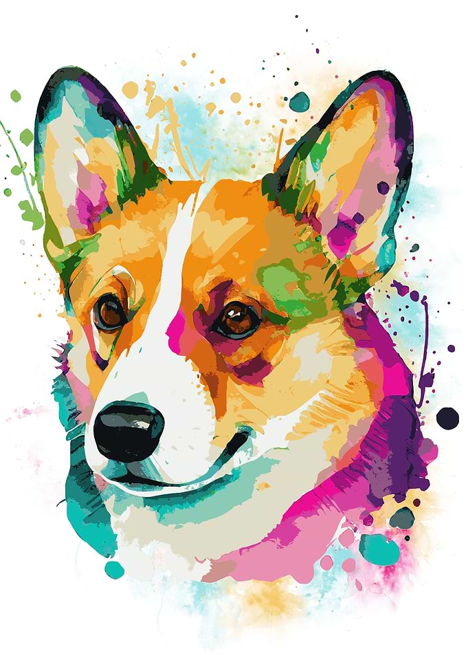 Colorful Corgi Painting
