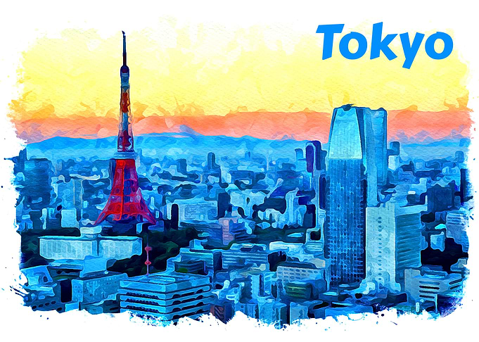 Tokyo City Japan painted