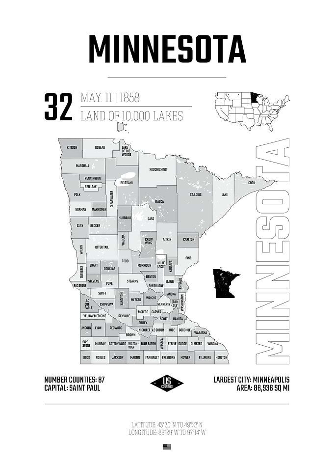 Minnesota stae map usa