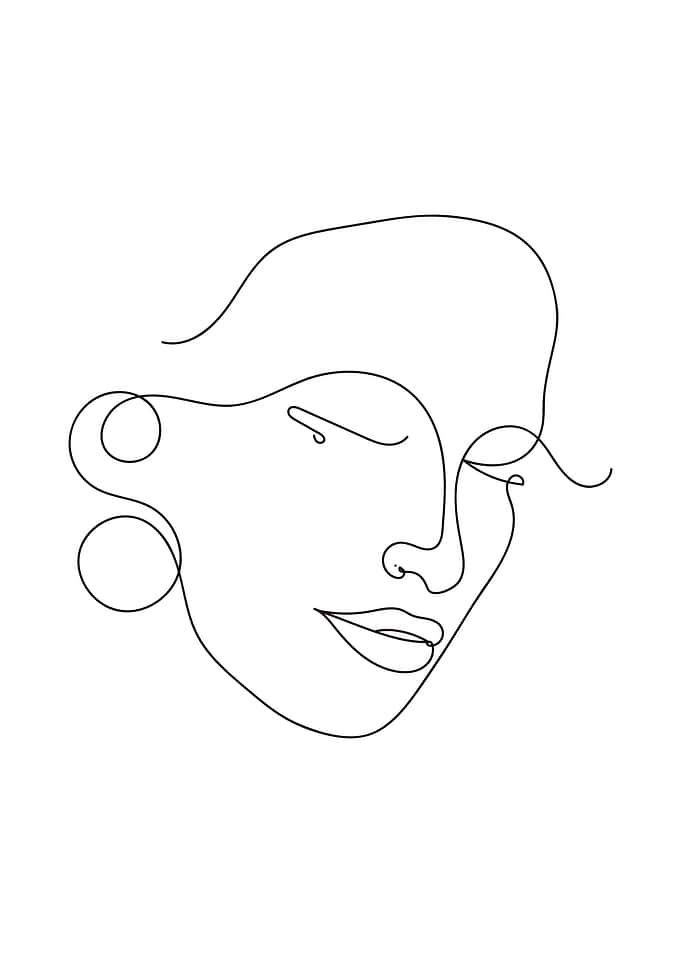 Elegant woman face lineart