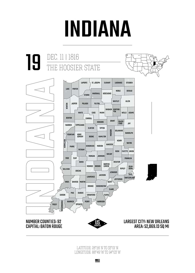 Indiana state map USA