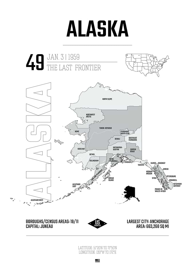 Alaska state map USA