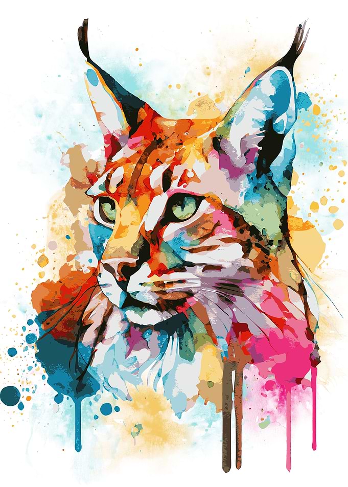 Watercolor Bobcat Painting