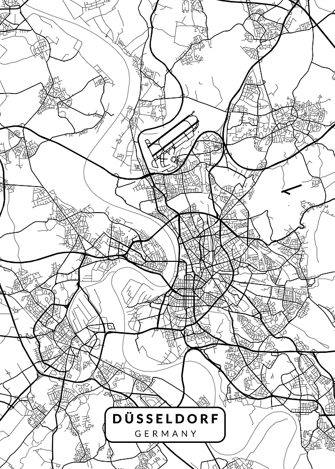 Dusseldorf Map Black White