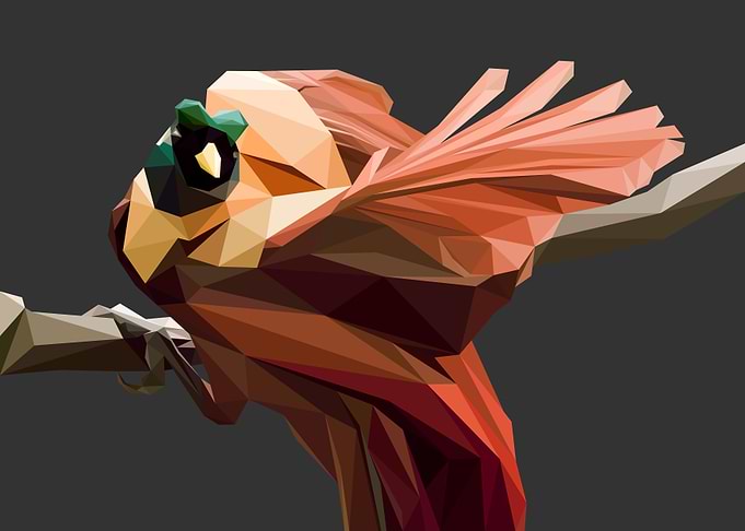 Red Cendrawasih Lowpoly